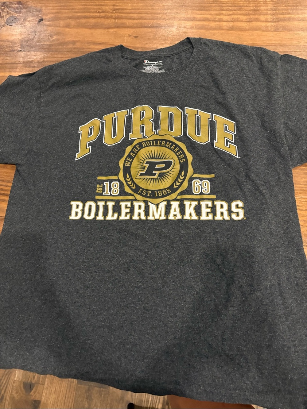 Champion Kids' Purdue Boilermakers Charcoal Gray and Gold Graphic Tee
